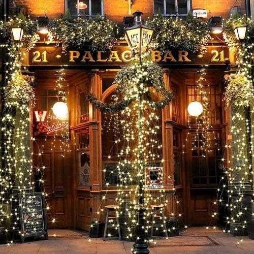 Solar Fairy String Lights Vine Light Copper Wire Outdoor Waterfall Decor LED Curtain String Lights Party Garden Eaves Decoration