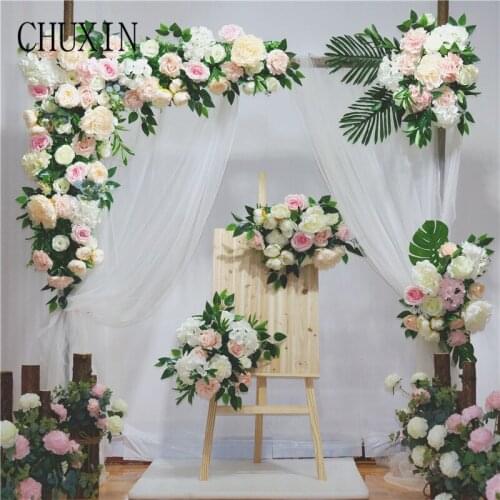 Wedding Prop Artificial flower arch door flower row custom made lawn wedding pre-function background decoration silk fake flower