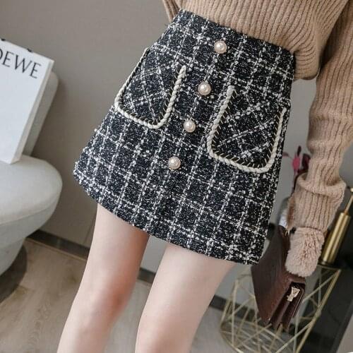Anti-walking light coarse flowers show thin A-word skirt 2021 spring autumn winter new small fragrance chicbag skirt step skirt