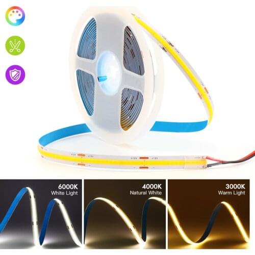 COB Led Strip Flexible Linear Led Lights With High Density Dimmable Ribbon Stripe RA90 Warm Nature Cool White