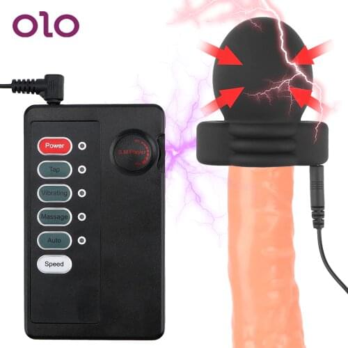 OLO Electric Shock Glans Trainer Electro Stimulator Therapy Penis Massage Male Masturbation Delay Training Sex Toys For Men