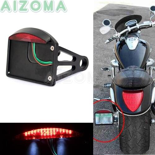 Universal Alex Side Mount License Number Plate Bracket Lamp Holder w/ LED Brake Stop Tail Lights for Sportster 883 Harley SUZUKI
