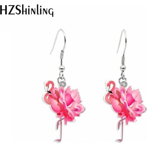 2021 New Flamingo Dangle Earring Pink Bird Acrylic Hook Earring Epoxy Jewelry Earrings