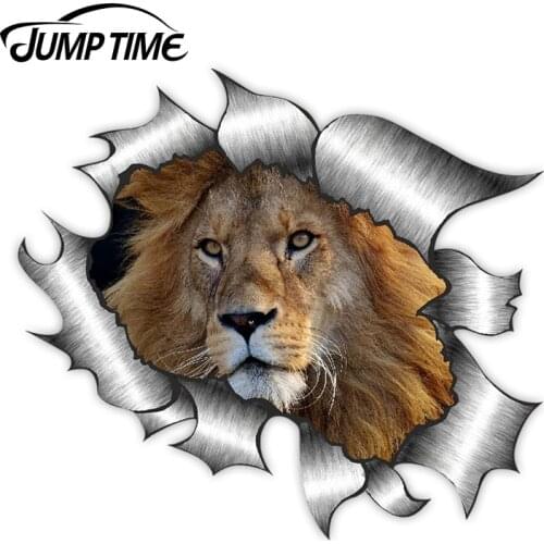 Jump Time Ripped Torn Metal Design With Lion Motif External Vinyl Car Sticker for Windows Bumper