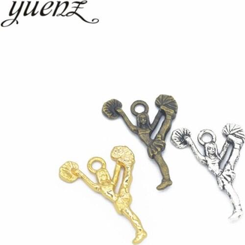 YuenZ 20pcs Alloy Antique Silver color Cheerleader Charm For Jewelry Making Necklace Handmade Crafts 24*17mm I161
