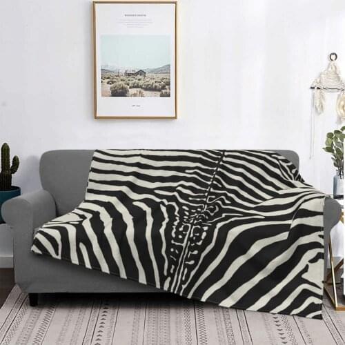 Zebra Stripes Print Skin Hide Texture Blankets Flannel Printed Skin Animal Portable Soft Throw Blankets for Home Couch Bedspread
