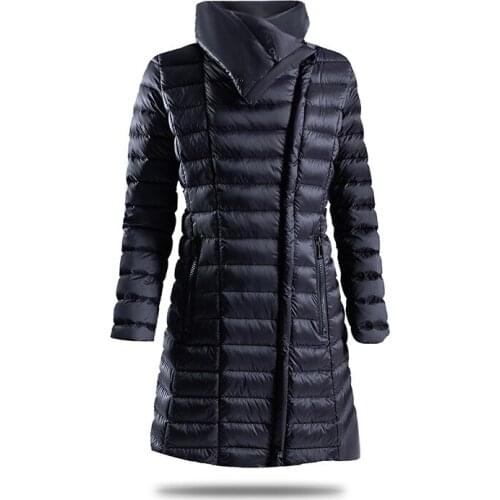 Womens winter new style fashion waist thinner mid-length down jacket windproof and cold-proof ladies jacket