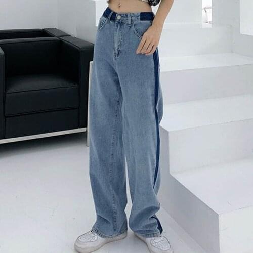 Streetwear Women High Waist Jeans Casual Overlength Denim Wide Leg Pants Vintage Light Blue Jeans Trousers Female Fall Clothes