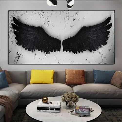Golden Angel Wings Pictures Prints On Canvas Painting Wall Art Graffiti Black and White Poster For Modern Home Decor Custom Gift