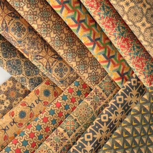 1m*135cm 0.5mm soft natural cork printing pu leather luggage bag wood grain decorative leather stationery box packaging leather