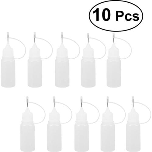 10Pcs 10ml Needle Tip Glue Bottle Applicator DIY Quilling Tool Precision Bottle (White)