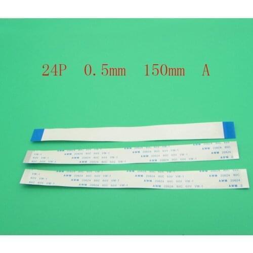 3PCS New FFC FPC 24pin flat flexible cable 0.5mm pitch forward Length 150mm 15cm Width 12.5mm Ribbon 24p Flex Cable Type A