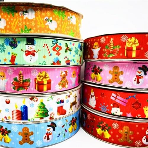 5yards 38mm Christmas Grosgrain Ribbon Printed Cartoon Christmas Ribbon For Handmade Design Christmas Decoration Gift Packing