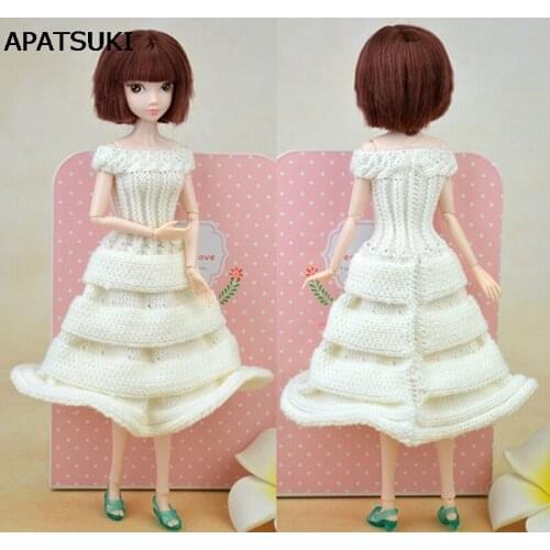 2017 New Handmade Doll Accessories Party Wedding Dress Knitting Sweater Dresses For Barbie Doll House For 1/6 BJD Doll