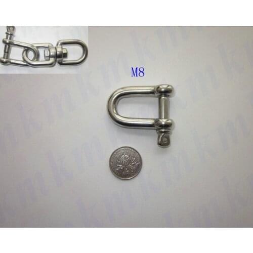 Free Shipping Wholesale High Tensile Stainless Steel 304 D and Dee Type M8 Screw Pin Anchor Shackle