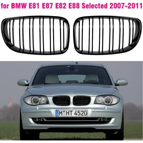 For BMW 1 SERIES E81 E82 E87 E88 2d 4d 2007 2008 2009 2010 2011 2012 2013 Pair ABS Side Gloss Black Front Kidney Grilles