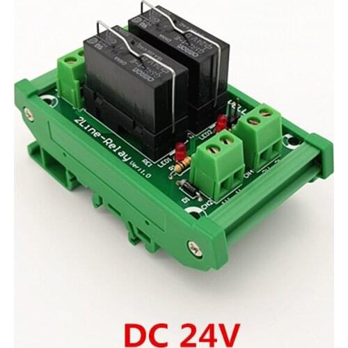 DIN Rail Mount 2 SPDT 16A Power Relay Interface Module,G5RL-1-E 24VDC Relay