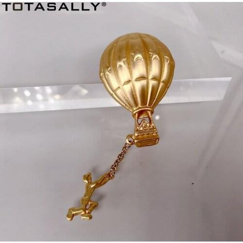 TOTASALLY Classic Hot-air Balloon Brooch Pin for Women Fashion Matted Alloy Human Figure Charms Holder for Scarf Dropship