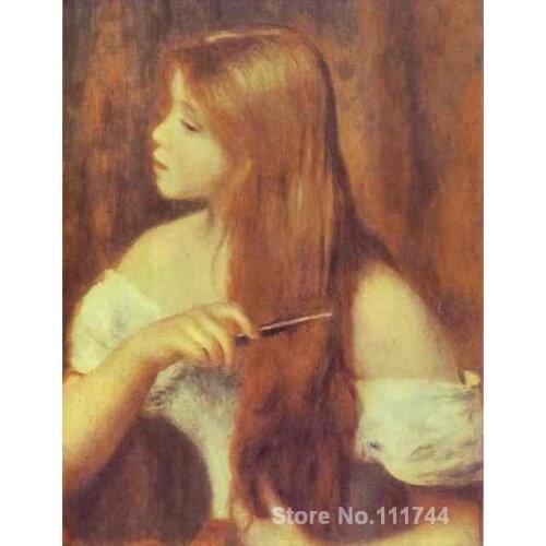 French impressionists Young Girl Combing Her Hair by Pierre Auguste Renoir oil painting reproduction High quality Hand painted