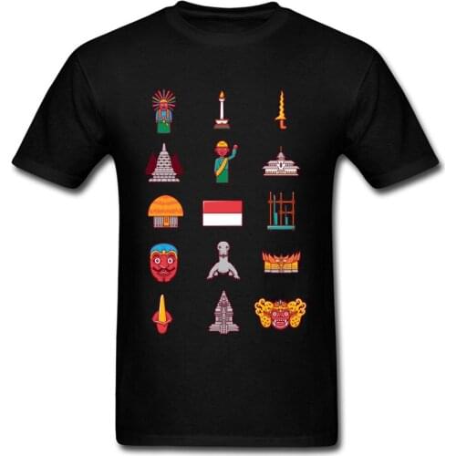 Cute Indonesia Icon Tshirt Mens 100% Cotton Man Classic Autumn T-shirts Oversized 3XL O Neck Loose T Shirt On Sale Cheap