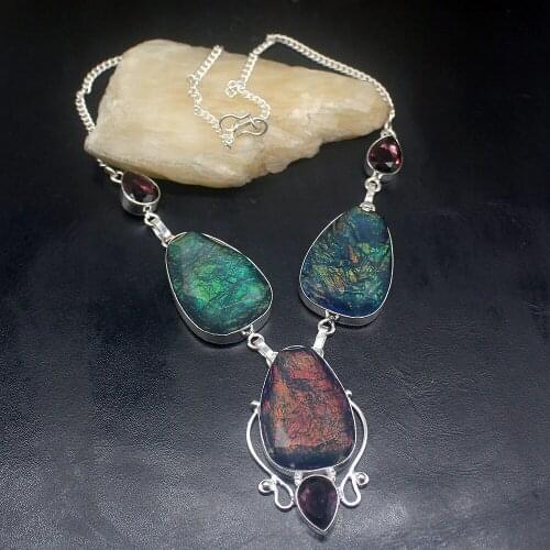 Gemstonefactory Jewelry Big Promotion Single Unique 925 Silver Dichroic Glass Amethyst Charm Women Chain Necklace 48cm 202101588