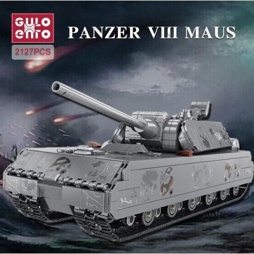 Gulo gulo 2127pcs WW2 Panzer VIII Maus Heavy Tank Building Blocks Military Tanks Bricks Set Soldiers Model Kids Toys Gifts