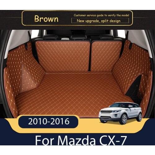 Custom Leather Car Trunk Mats For Mazda CX-7 2010-2016 Rear Trunk Floor Mat Tray Carpet Mud