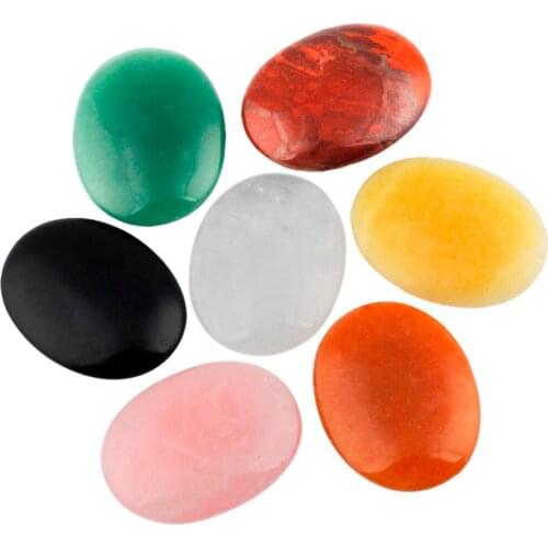 TUMBEELLUWA Oval Worry Stones,Palm Pocket Stone,Healing Reiki Crystal Chakra Therapy Geometry