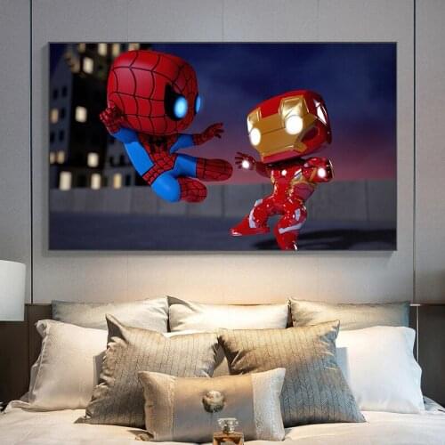 Canvas Paintings Thor Captain America Cartoons Avengers Marvel Heroes Art Posters and Prints Wall Art Pictures Home Decoration