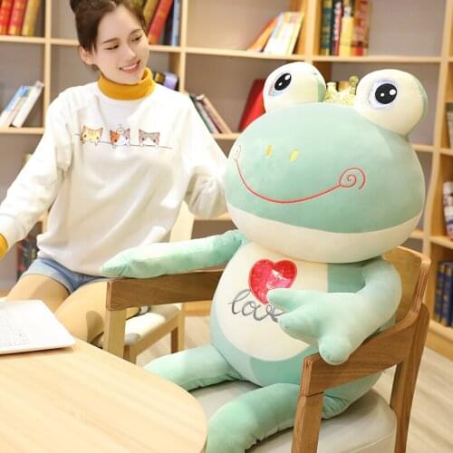 Kawaii cartoon frog plush toy big soft creative doll bed holding sleeping pillow doll for girlfriend birthday gift 39inch 100cm