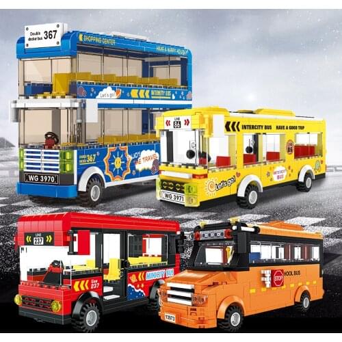 WANGE City Town Classic Bus Building Block set double-decker bus Sightseeing vehicle Model Brick Educational Toy for Kids Friend