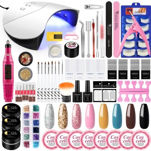 Nail Kit With 36w Dryer Lamp UV Extension Builder Gel Kit Electric Drill Machine Manicure Tools Nail Design Decoration Supply