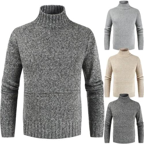 2020 New Mens Sweater Pullover Autumn Winter MenS Turtleneck Solid Color Casual Sweater Mens Slim Fit Brand Knitted Pullovers