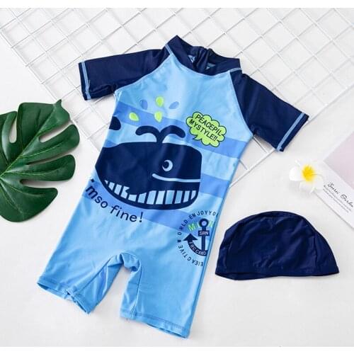 1-7 Years Little Boys Swimsuit One Piece Swimwear Children Bathing Suits Kids Surfing Beach Wear Toddlers Baby Cartoon Swimsuit
