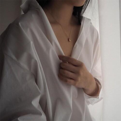 Real 925 Sterling Silver Necklace 100% Silver Water Drop Neckalces Pendants For Women Link Chian Choker Sterling Silver Jewelry