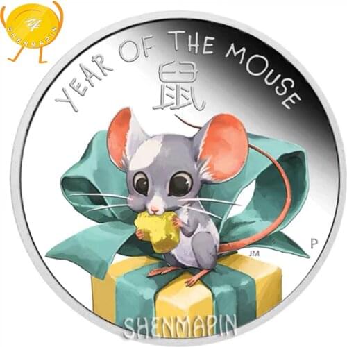 2020 Wish You A Fortune Year of The Mouse Commemorative Coin Elizabeth II Silver Coins Collectibles Lucky Rat Send Blessing Gift