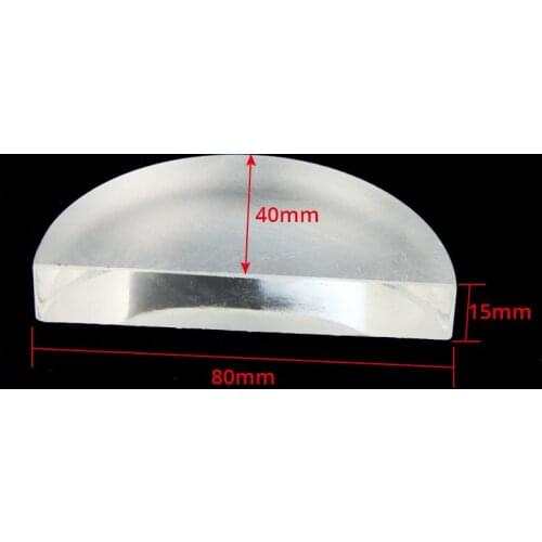 80mm Diameter half round Glass Block Prism for Refraction optics experiment