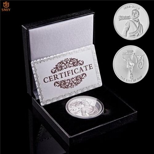 World Pop Music King Dance King Michael Jackson Silver/Gold Plated Famous Man Fan Collectibles Coin Value W/Display Box