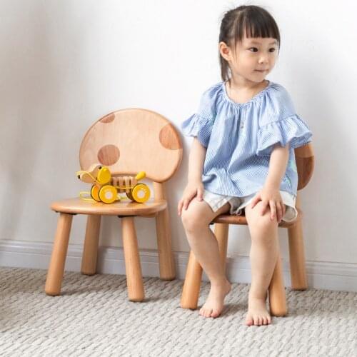 Solid and wear-resistant solid wood childrens chair round and simple modern Beech writing chair elementary school student chair