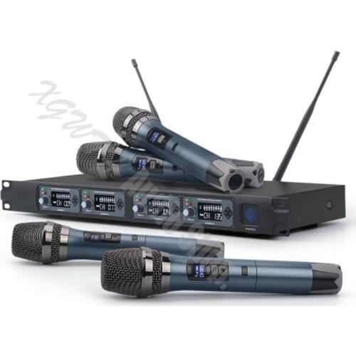 Professional UHF Wireless Stage Microphone System 4 Channel 4 Handheld Dynamic Karaoke Microphone Mic With Receiver