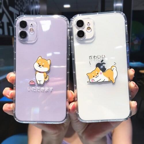 PUNQZY Cute Animal Dog Phone Case For iPhone 12 11 PRO Max XR 6S SE 2020 8 7 Plus X XS MAX Transparen Silica Gel Anti-Fall TPU