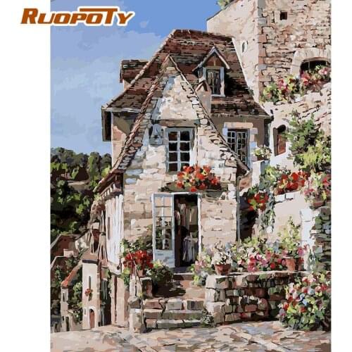 RUOPOTY Painting By Numbers Kits For Adults Children Living Room Decor 60x75cm Europe Town Landscapr Paint Artcraft Unique Gifts