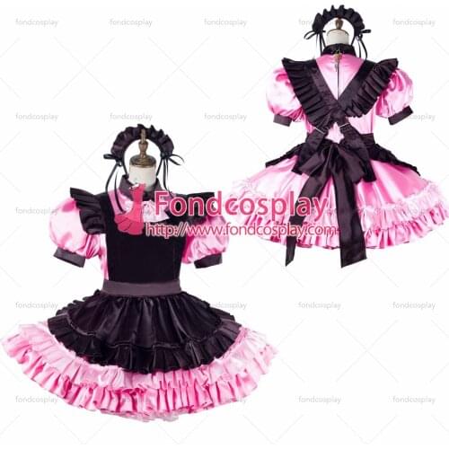 Sissy maid satin dress lockable Uniform cosplay costume Tailor-made[G2195]