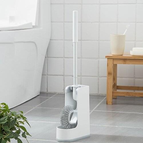Long Handle Silicone Toilet Brush With Quick Drying Holder Flexible Soft Bristles Cleaning Brushes Bathroom Set Wc Accessories