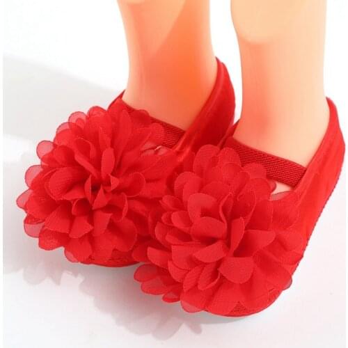 Baby girls shoes big red florwel infant shoes prewalkers little girls crib shoes shallow princess shoes wedding spring summer