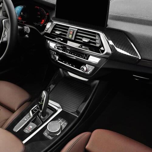 Carbon Fiber For BMW X3 X4 G01 G02 Car Interior Gearshift Air Conditioning CD Panel Door Armrest Cover Trim Stickers Accessories