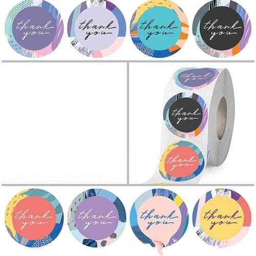 Unique 8 Geometry Designs 500pcs RoundThank You Stickers for Wedding Favors and Party Handmade Envelope Seal Stationery Sticker