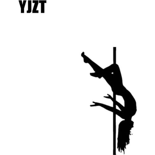 YJZT 7.5*14.7CM Pole Dancing Sexy Girl Car Sticker Silhoutte Black/Silver Vinyl Zero Defect Decal Fantastic Style C20-0503