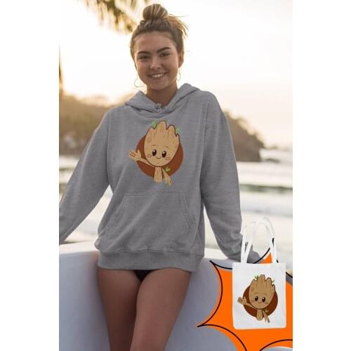 Angemiel Wear Cute Groot Gray Women 'S Hooded Sweatshirt Bags Kombin