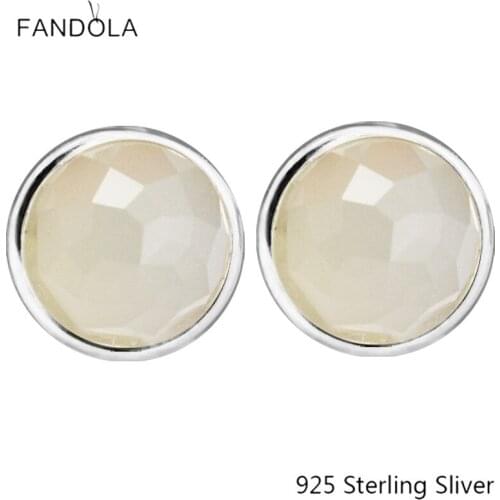 CKK 925 Sterling Silver June Droplets, Grey Moonstone Stud Earrings Original European Style Jewelry For Women